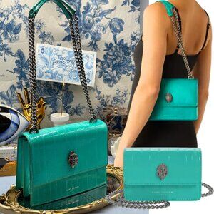 🆕 KURT GEIGER LONDON 🧿 NWOT Shoreditch Small Leather Crossbody Bag, Aqua Green